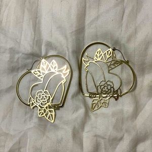Gold Heart Hoop Earrings